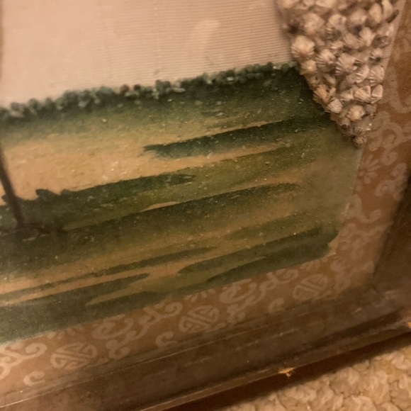 Framed Asian Shell Art Relief 2 Cranes Herons With Tree Vintage 12x18” - Picture 7 of 16